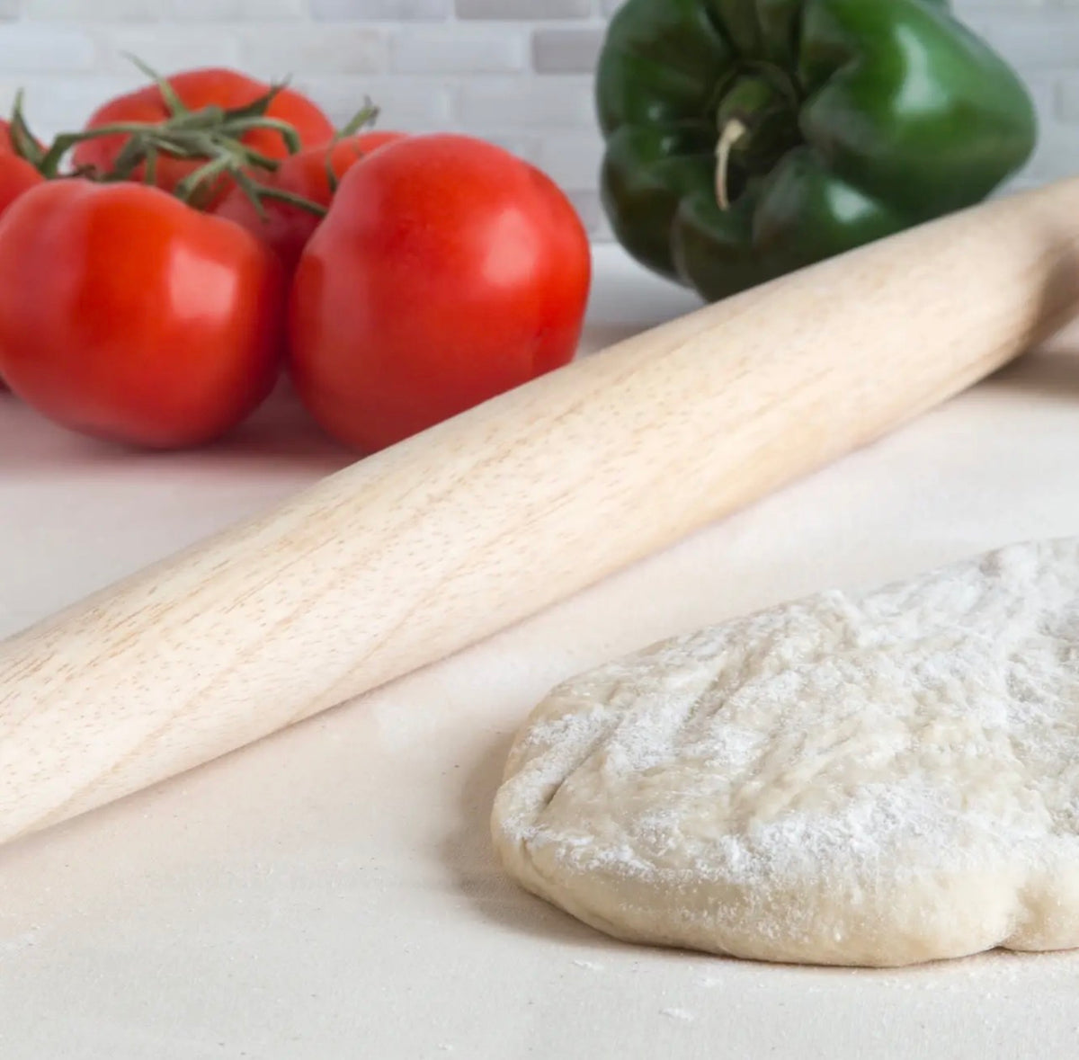 Straight Rolling Pin with Tapered Ends, Wood, 20"