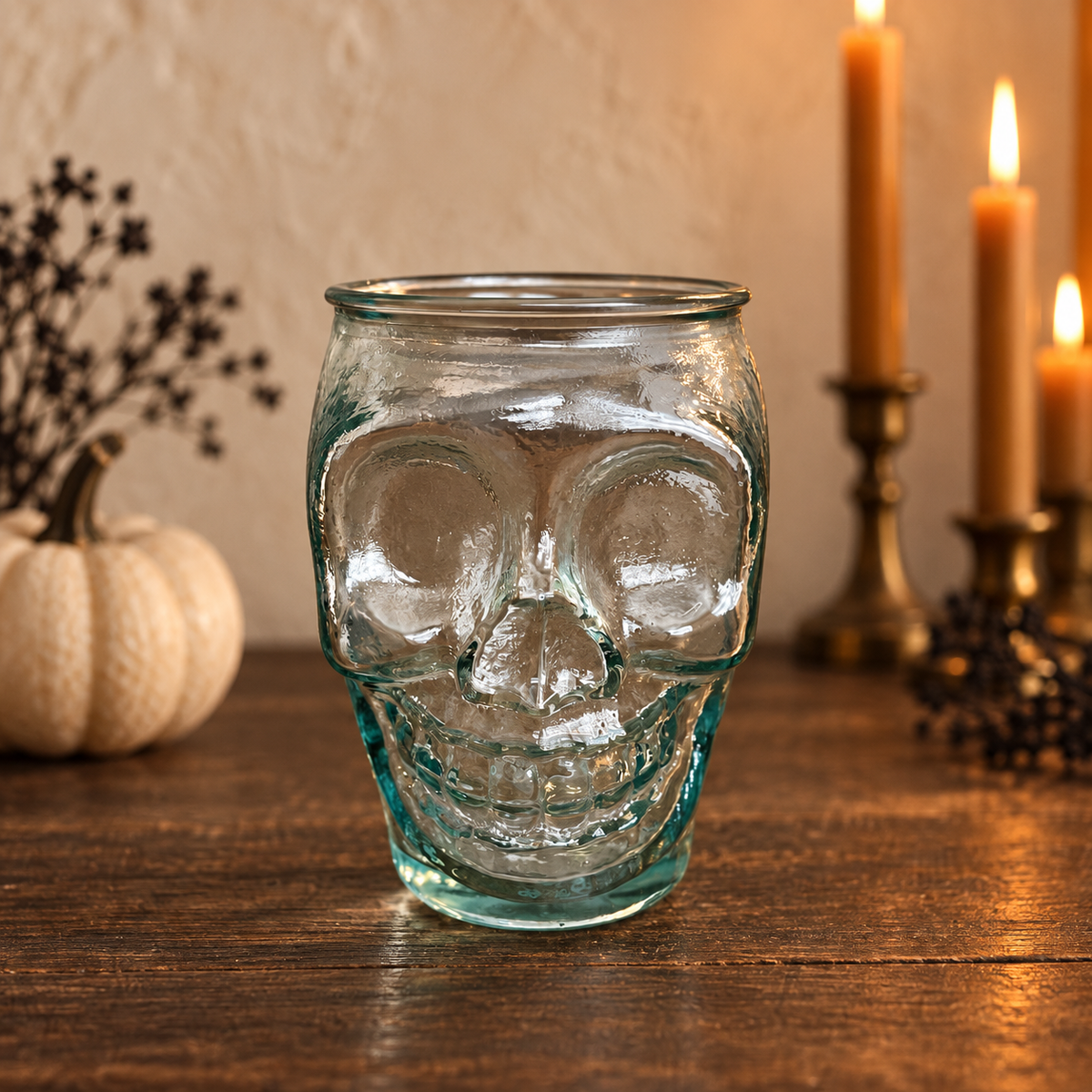 Vidrios San Miguel Skull Glass Tumbler | Halloween Decor