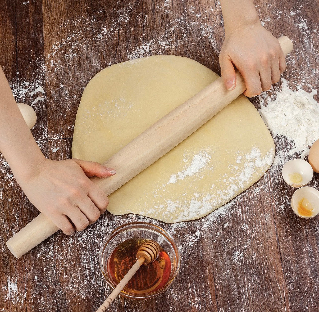 Straight Rolling Pin with Tapered Ends, Wood, 20"